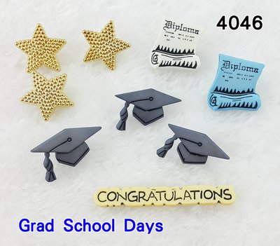 【松芝拼布坊】美國進口造型鈕釦【#4046】Grad School Days 研究生院日 拼布、布料、裝飾