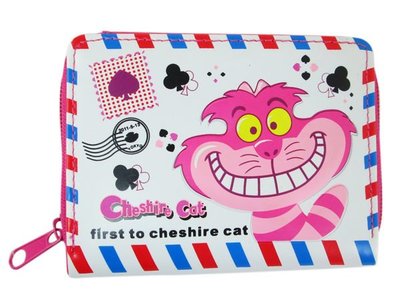 【卡漫迷】 妙妙貓 皮夾 ㊣版 柴郡貓笑笑貓 Cheshire 扣式 吸鐵 愛麗絲夢遊仙境 內附 零錢包 短夾 二折