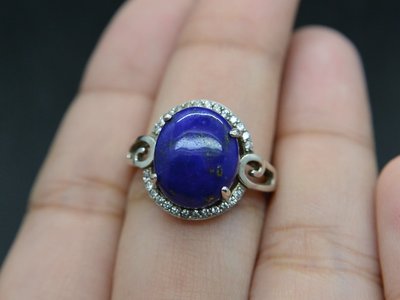 《青金石專區》《戒指》天然青金石Lapis lazuli 云紋 戒指 戒子 戒圈#12(1516)