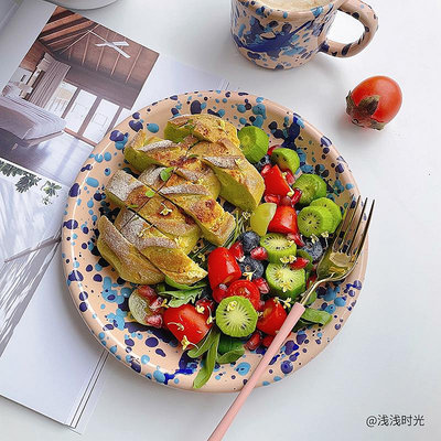 土耳其BORNN搪瓷餐具手工潑墨琺瑯盤子沙拉盤長方形托盤燕麥碗碟