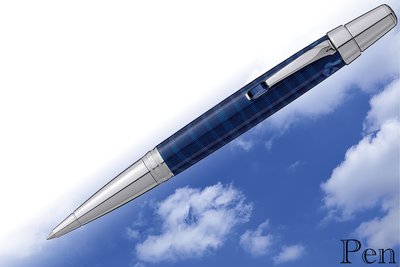 【Pen筆】德國製 Mont Blanc萬寶龍 波西米亞 寶藍印花/藍寶石原子筆 104919