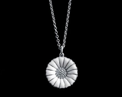 ☆╮yoyo shop╭☆Georg Jensen Daisy 純銀鍍K金+白法瑯雛菊項鍊~☆全新