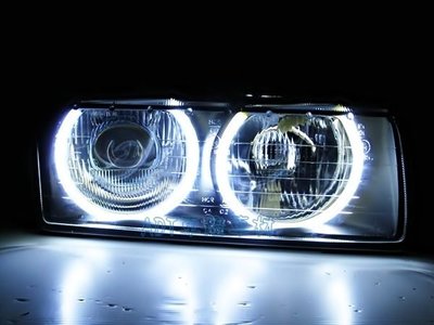 ~~ADT.車燈.車材~~BMW E36 2D/3D/4D 新產品COB超亮光圈魚眼大燈一組