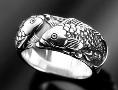【創銀坊】錦鯉 925純銀 戒指 雙魚座 金魚 鯉魚 紅龍 魚 雙魚 鬥魚 小丑魚 熱帶魚 海星 戒子 (R-7603)
