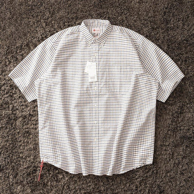 【小鹿甄選】BEAMS JAPAN 日本制 紅繩 細格紋寬松休閒短袖襯衫