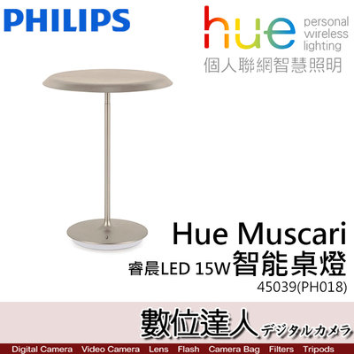 【數位達人】公司貨 PHILIPS飛利浦 Hue Muscari 45039 睿晨LED 15W智能桌燈 (PH018)