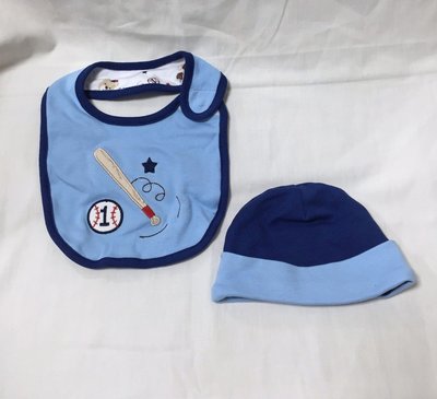 購Happy~AGABANG 有機棉嬰兒服飾 圍兜+帽帽 藍