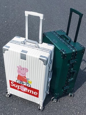 訂製獨有行李箱 22吋皮質手把 復古行李箱 直角式鋁框 萬向輪 旅行箱 結婚箱 客製化logo圖案
