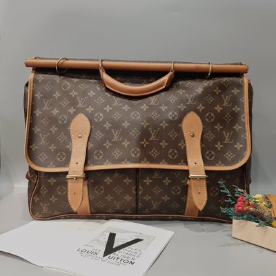 【哈極品】二手品《 Louis Vuitton LV  老花字紋 大款 雙面 手提斜背 二用行李袋》