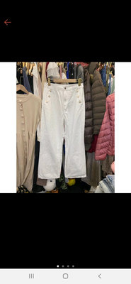 白色近新pomelo 品牌雙邊排扣設計 高腰 牛仔褲M號