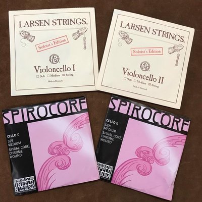 {鈺聲國際弦樂器}LARSEN Solo (A+D強張) Spirocore Medium S28G+S29C 大提琴弦