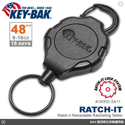 馬克斯KEY-BAK美國經典鑰匙圈 - Ratch-It 鎖定系列48吋強力負重伸縮鑰匙圈(附扣環)/0KR2-3A11