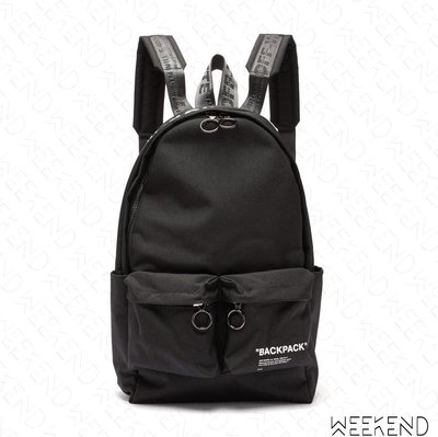 【WEEKEND】 OFF WHITE Quote Backpack 後背包 黑色 19秋冬