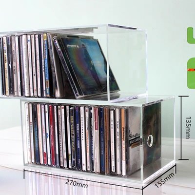 鐵錘透明亞克力CD音樂專輯光盤光碟片無蓋大容量桌面收納盒
