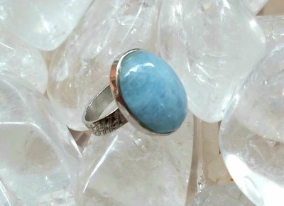 純銀925寶石 海藍寶 人魚石 三月幸運寶石 純銀蛋面寶石戒指 屬水 寶寶藍顏色 美呆