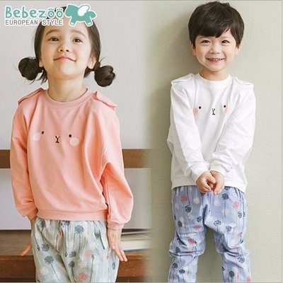 ✽Spring 春風和煦✽韓國Bebezoo男女童可愛腮紅小兔造型長袖上衣+長褲套裝