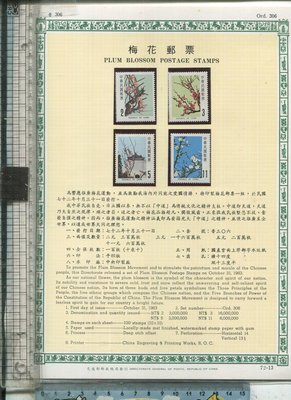 老藏樂 (普 306) 梅花郵票 全套4張郵票面額共21元 1983