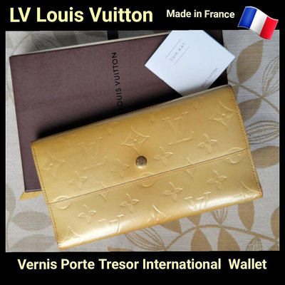真品 LV Louis Vuitton Vernis Porte Tresor International Long Wallet亮漆皮壓紋經典LOGO長夾💛