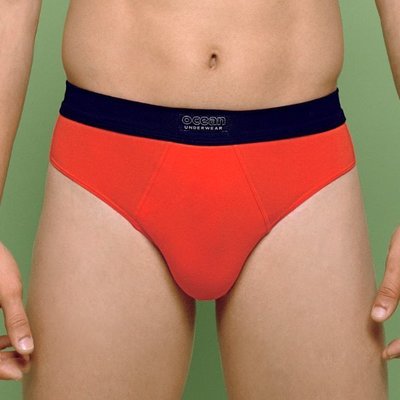 【西班牙 OCEAN】(5869)男性紅藍素色中低腰三角褲(M)