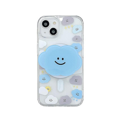ins可愛笑臉雲朵磁吸支架 適用於 蘋果 14 11 13 12 pro max 手機殼 保護套 13ProMax新款i