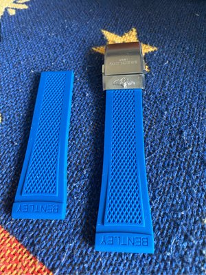 全新  新款百年靈 藍色矽膠錶帶  bentley 版 搭配蝴蝶扣款  24-20尺寸