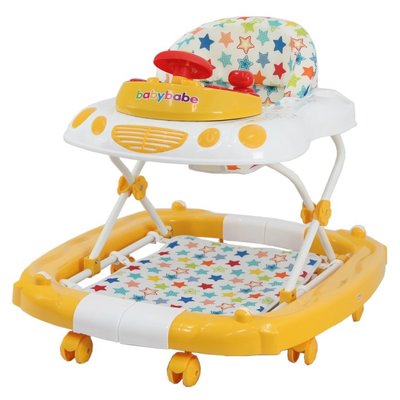 崴寶貝WeBaby-BabyBabe 多功能汽車嬰幼兒學步車(黃色)-可當搖搖馬