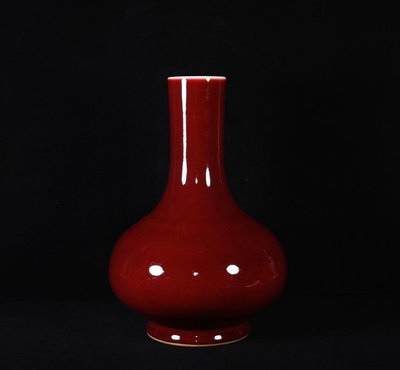 清康熙郎窯紅賞瓶，高27.5×19.5厘米400568 瓷器 青花 粉彩【華夏尋寶】