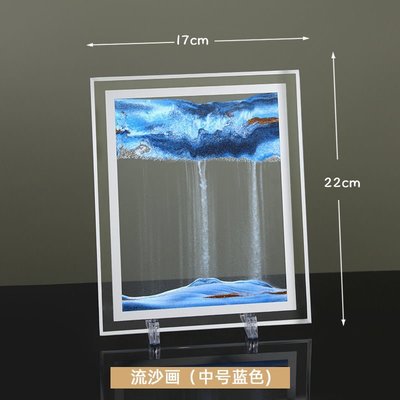 現貨熱銷-【強化玻璃】流沙畫沙漏擺件2022新款網紅3D山水畫客廳桌面解壓擺