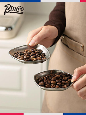 bincoo咖啡稱豆碟生熟咖啡豆盤稱重托盤復古不銹鋼接豆盤稱豆盤子