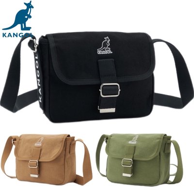 帝安諾-實體店面 KANGOL 英國袋鼠 側背包 郵差包 帆布小包 小書包 黑色 綠色 卡其色 63251705