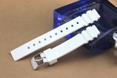 凸型14mm錶帶白色橡膠錶帶～不鏽鋼製表扣~ LRW-200H可用