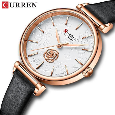CURREN/卡瑞恩 新款9078皮帶女士手錶防水女錶薄款女生休閑時尚錶