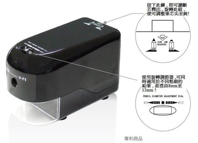 【鑫鑫文具】 ELM V-71 電動大小通吃削筆機 電動削筆機