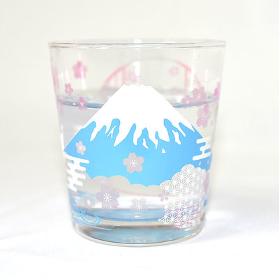 富士山 冷感櫻花顯色 變化 玻璃杯 日本製 300ml