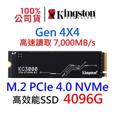 金士頓 NVMe M.2 PCIe 4.0 Gen4 SSD固態硬碟 4TB SKC3000D/4096G KC3000