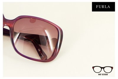【My Eyes 瞳言瞳語】女性精品品牌Furla 藕紫鏡面太陽眼鏡 水鑽璀璨(SU4789S)