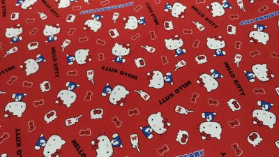 豬豬日本拼布/限量版權卡通布/三麗鷗Hello Kitty 45週年紅色款 /牛津布厚棉布料材質