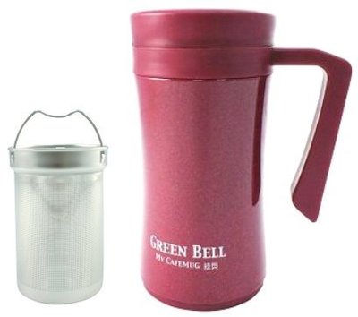 超商取貨付款免運費 Green Bell MY CAFEMUG 辦公杯(紅色) 真空斷熱保溫杯附不鏽鋼深型茶網