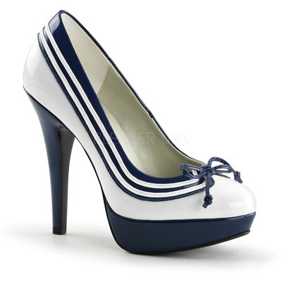 Shoes InStyle《五吋》美國品牌 FUNTASMA 原廠正品漆皮厚底高跟鞋 有大尺碼『海軍藍白色』