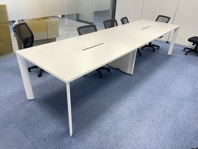 [年強二手傢俱] 白色會議桌(不含椅) 350*100開會桌 辦公桌 工作桌 長桌 接待桌 餐桌 40529707