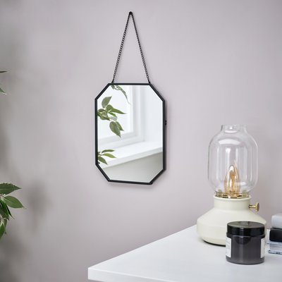 IKEA LINDBYN 幾何形立掛兩用 桌鏡/掛鏡/立鏡［黑］
