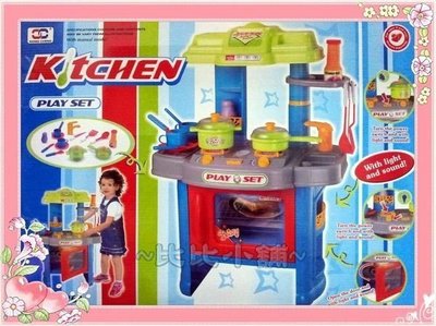 【比比小舖】兒童 家家酒 玩具廚房組 廚具爐台遊戲組 音效 聲光 烤箱 生日禮物