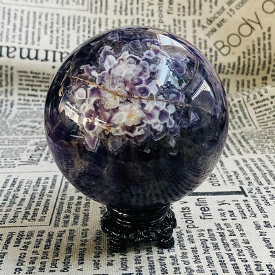 tj1018天然紫水晶球擺夢幻紫色水晶居家飾品，原石打磨，隨 水晶 擺件 文玩【天下奇物】1734