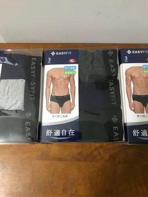 ^_^免運   EASYFIT 男內褲 EF608彈力棉三角褲-3入/盒 M or L