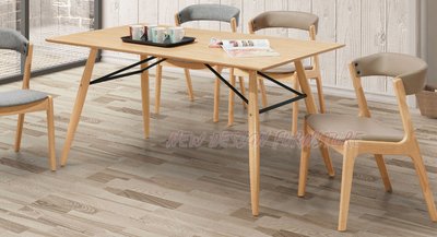 【N D Furniture】台南在地家具-MIX北歐工業風橡膠木實木腳座MDF貼實木皮原木色150cm餐桌/5尺桌YH