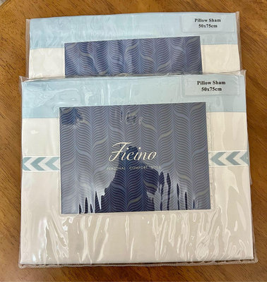 【蘋果屋】寬庭 Kuan's Living 壓框枕頭套  淺灰白-優雅藍拼接 一組2個