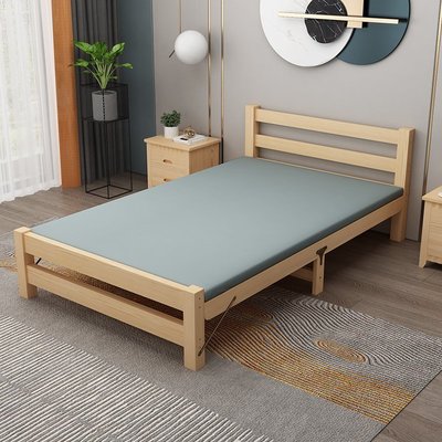 折疊床實木家用單人床成人午休床經濟型出租房簡易雙人床1.2米床爆款