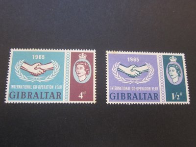 【雲品3】直布羅陀Gibraltar 1965 Sc 169-70 Queen set MH 庫號#B501 10297