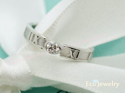 《Eco-jewelry》【Tiffany&amp;Co】 稀有款 18K金羅馬數字橢圓單鑽戒指~專櫃真品 未使用