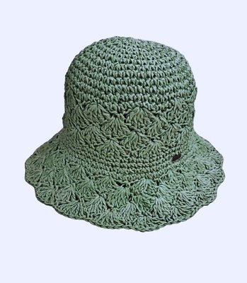 全新 日系選物 雙織法 素色 抹茶綠 草編帽 漁夫帽